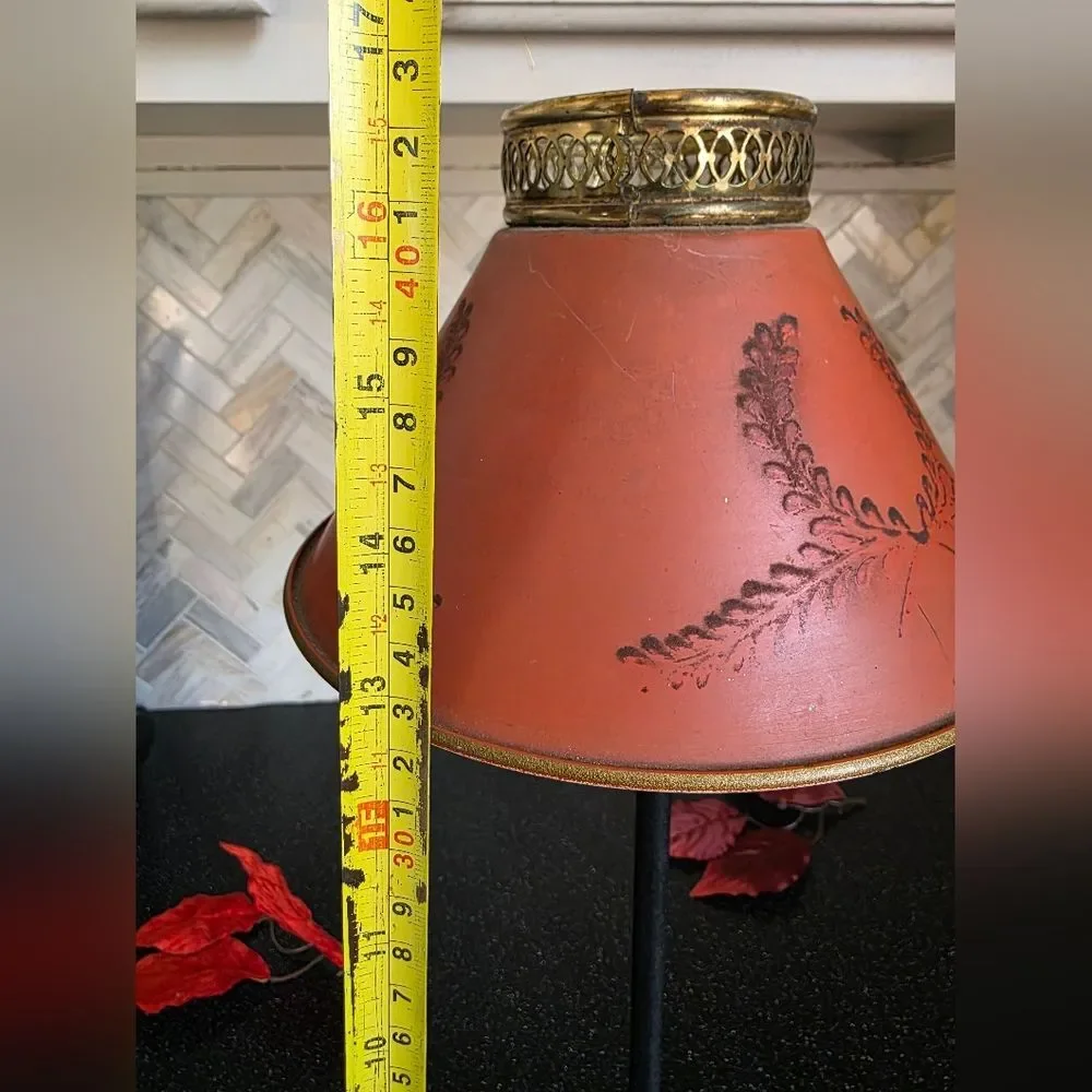Vtg IKEA YNKA Footed Table Lamp Base With Clip On Brass & Rust Shade 16.5'